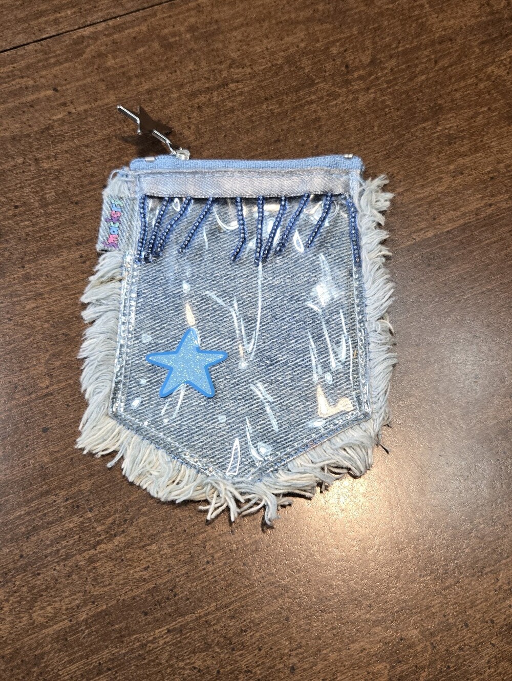 Vintage Y2K 00s Bonne Bell Lip Smacker Empty Balm Bag Dreamy Denim Frayed w/Bead